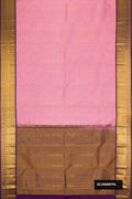Pink Dual Tone Kanchipuram Silk Saree with Zari Brocade on the body and Zari Border.  displayed on a mannequin