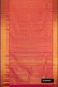 Dark Pink Dual Tone Kanchipuram Silk Saree with Zari Brocade on the body and Zari Border.  displayed on a mannequin