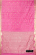 Pink Dual Tone Kanchipuram Silk Saree with Zari Butta on the body and Zari Border.  displayed on a mannequin