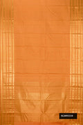 Sandal Dual Tone Kanchipuram Silk Saree with Checked design on the body and Zari Border.  displayed on a mannequin