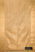 Dark Beige Dual Tone Kanchipuram Silk Saree with Zari Brocade on the body and Zari Border.  displayed on a mannequin
