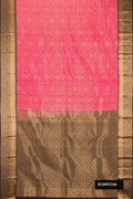 Pink Dual Tone Kanchipuram Silk Saree with Zari Brocade on the body and Zari Border.  displayed on a mannequin