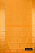Mustard Dual Tone Kanchipuram Silk Saree with Zari Brocade on the body and Zari Border.  displayed on a mannequin