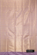 Lavender Dual Tone Banarasi Silk Saree with Zari Brocade on the body and Zari Border.  displayed on a mannequin