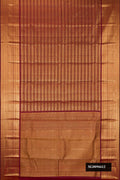 Maroon Dual Tone Kanchipuram Silk Saree with Zari Brocade on the body and Zari Border.  displayed on a mannequin