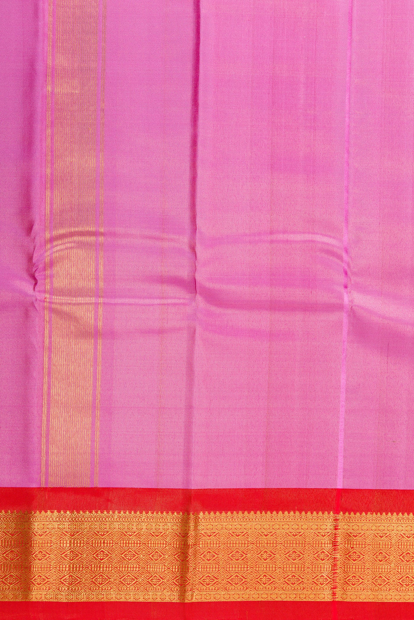 Pink Silk Dhoti With Angavastram (9X 5) Muzham with Plain Body and Zari Border