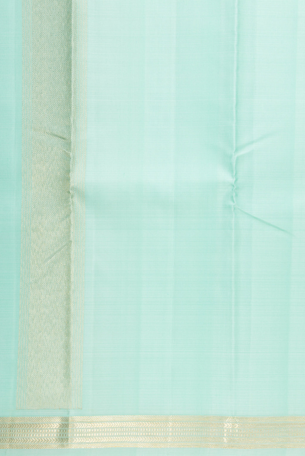 Sea Green Silk Dhoti With Angavastram (9X 5) Muzham with Plain Body and Zari Border