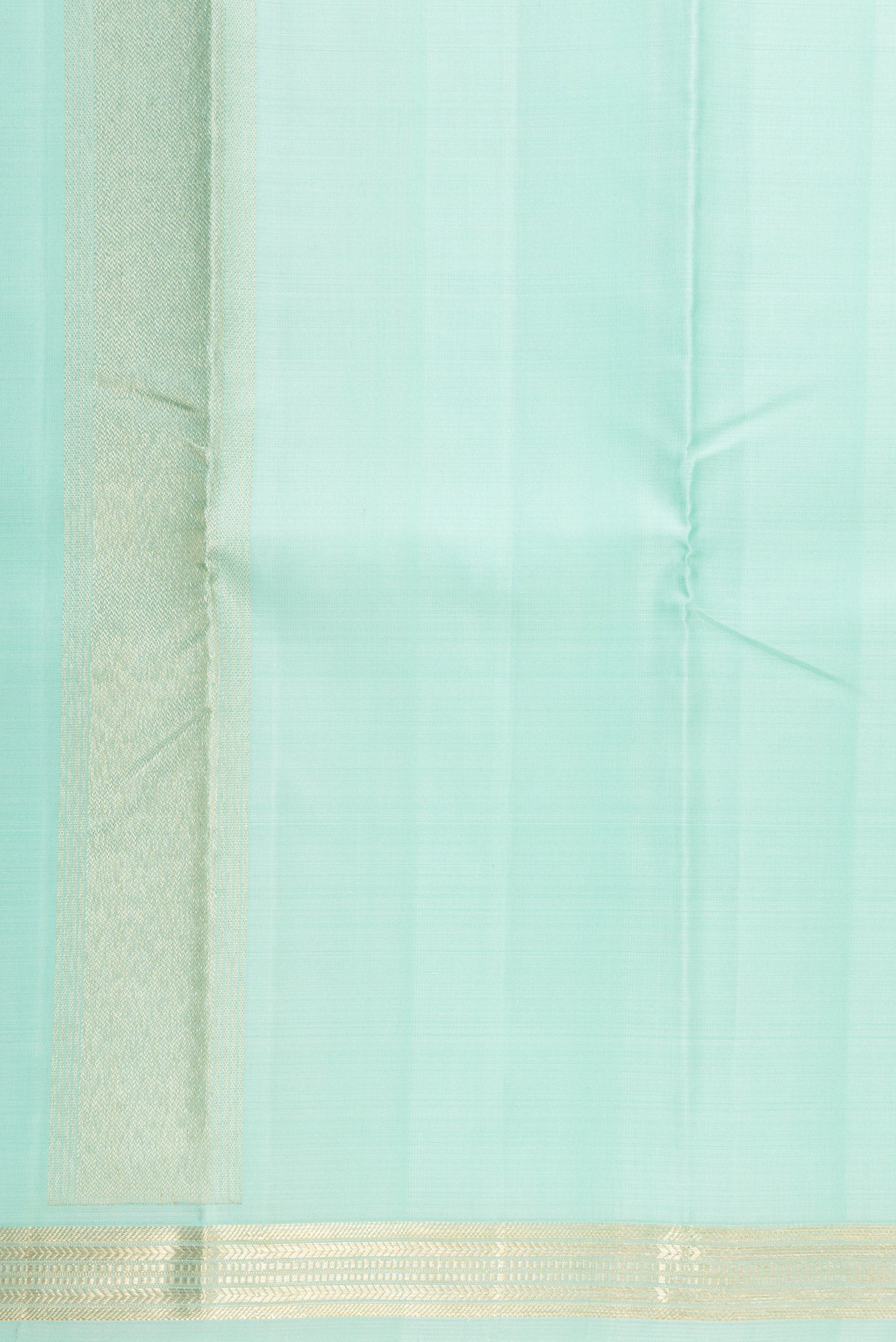 Sea Green Silk Dhoti With Angavastram (9X 5) Muzham with Plain Body and Zari Border
