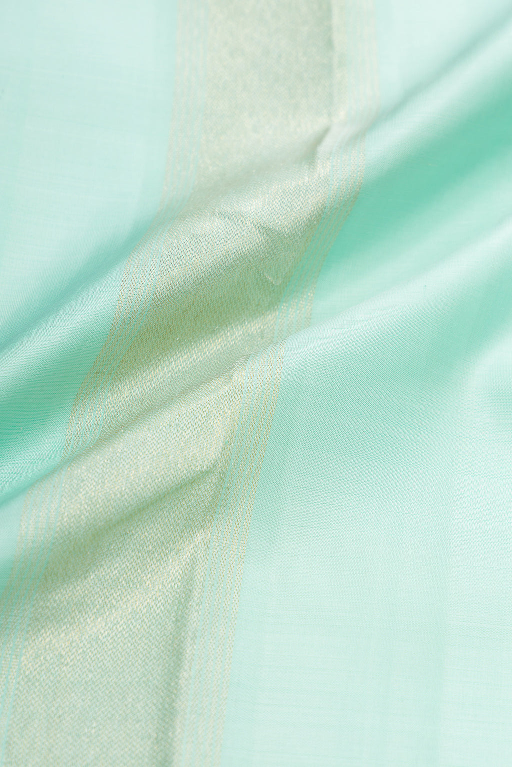Sea Green Silk Dhoti With Angavastram (9X 5) Muzham with Plain Body and Zari Border