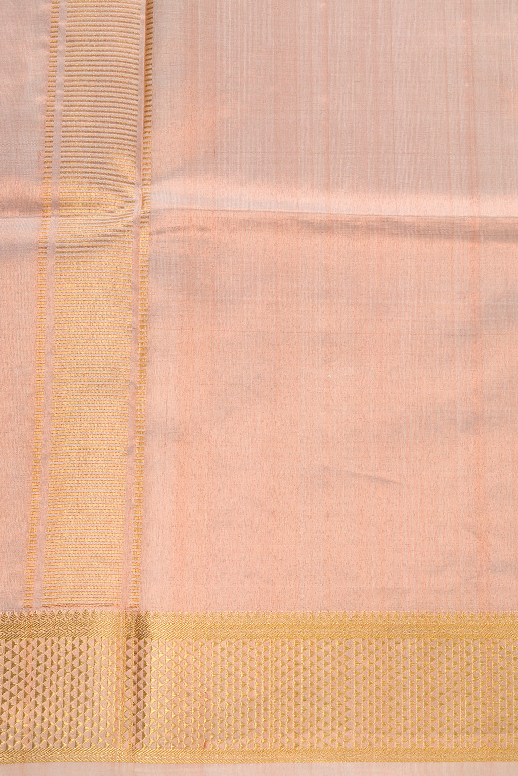 Rose Gold Silk Dhoti With Angavastram (8X4) Muzham with Plain Body and Zari Border