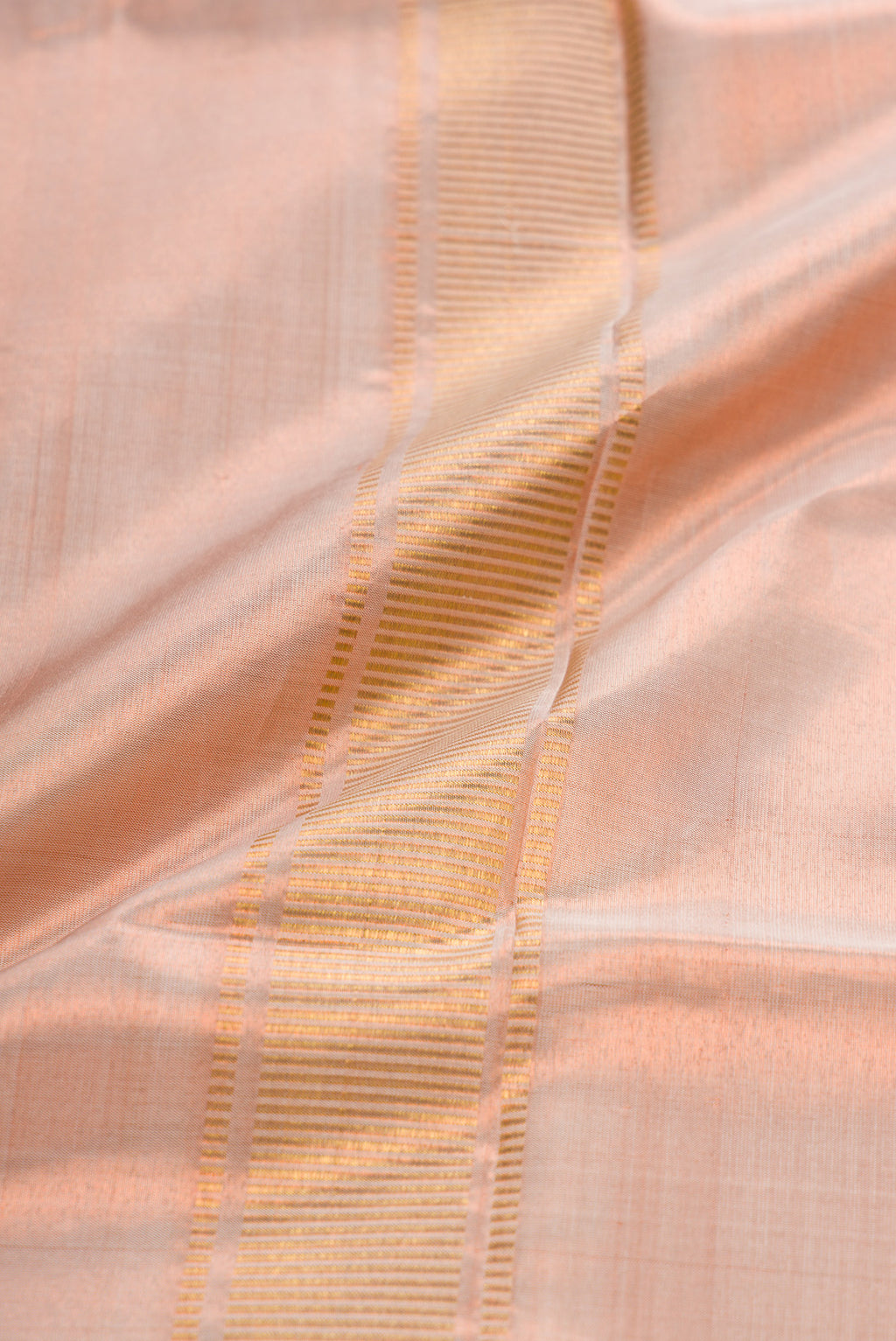 Rose Gold Silk Dhoti With Angavastram (8X4) Muzham with Plain Body and Zari Border