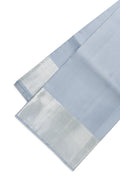 Grey Silk Dhoti With Angavastram (9X 5) Muzham with Plain Body and Zari Border