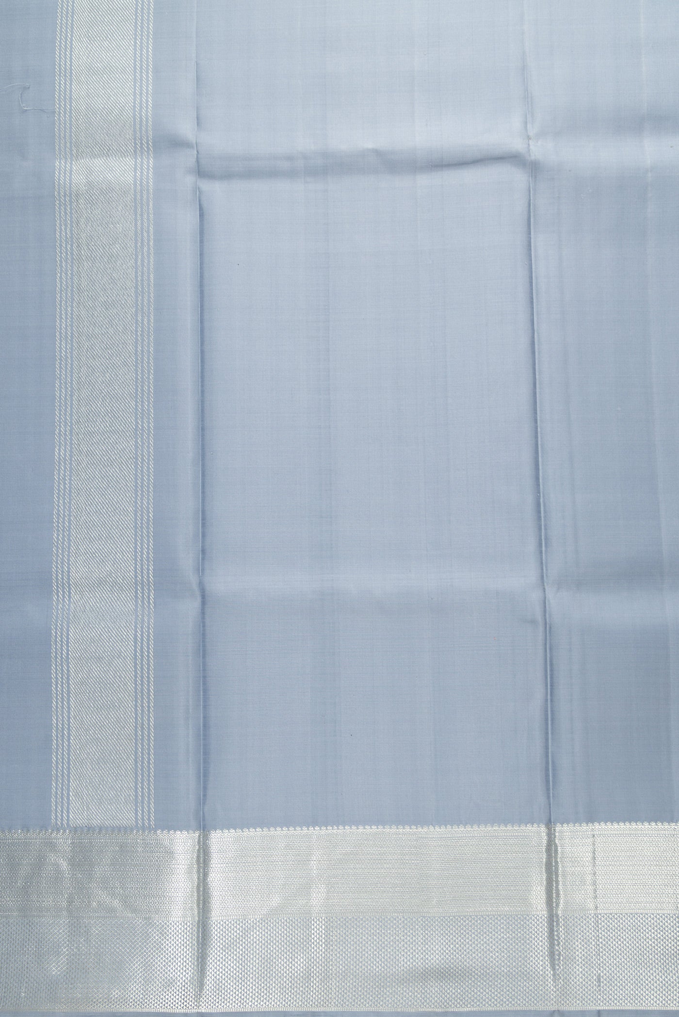 Grey Silk Dhoti With Angavastram (9X 5) Muzham with Plain Body and Zari Border