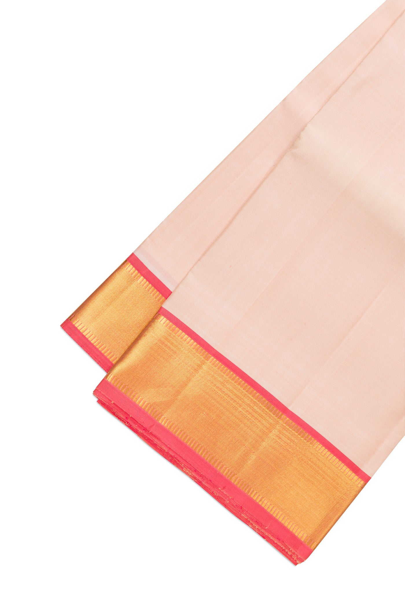 Pink Silk Dhoti With Angavastram (8X4) Muzham with Plain Body and Zari Border