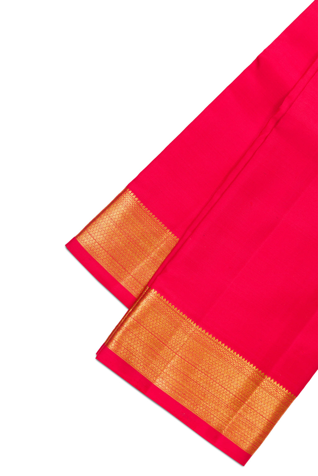 Red Silk Dhoti With Angavastram (9X 5) Muzham with Plain Body and Zari Border
