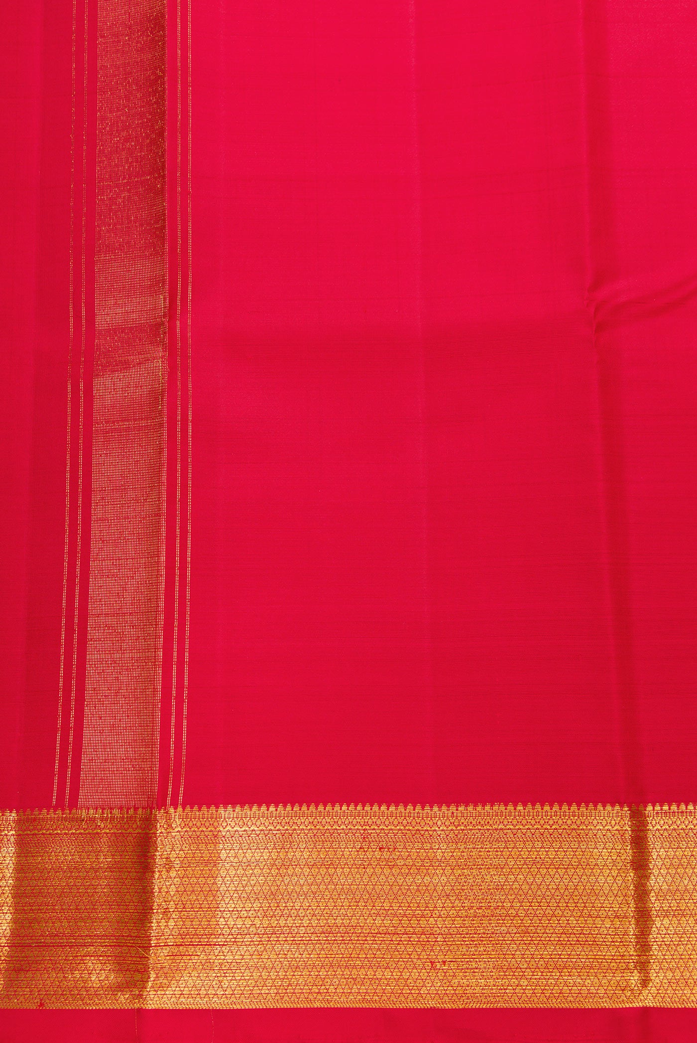 Red Silk Dhoti With Angavastram (9X 5) Muzham with Plain Body and Zari Border