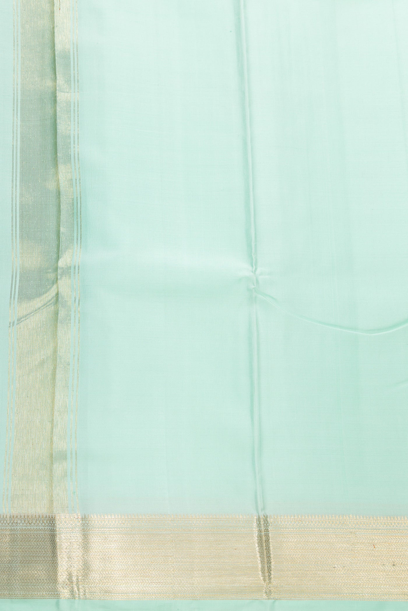 Sea Green Silk Dhoti With Angavastram (9X 5) Muzham with Plain Body and Zari Border