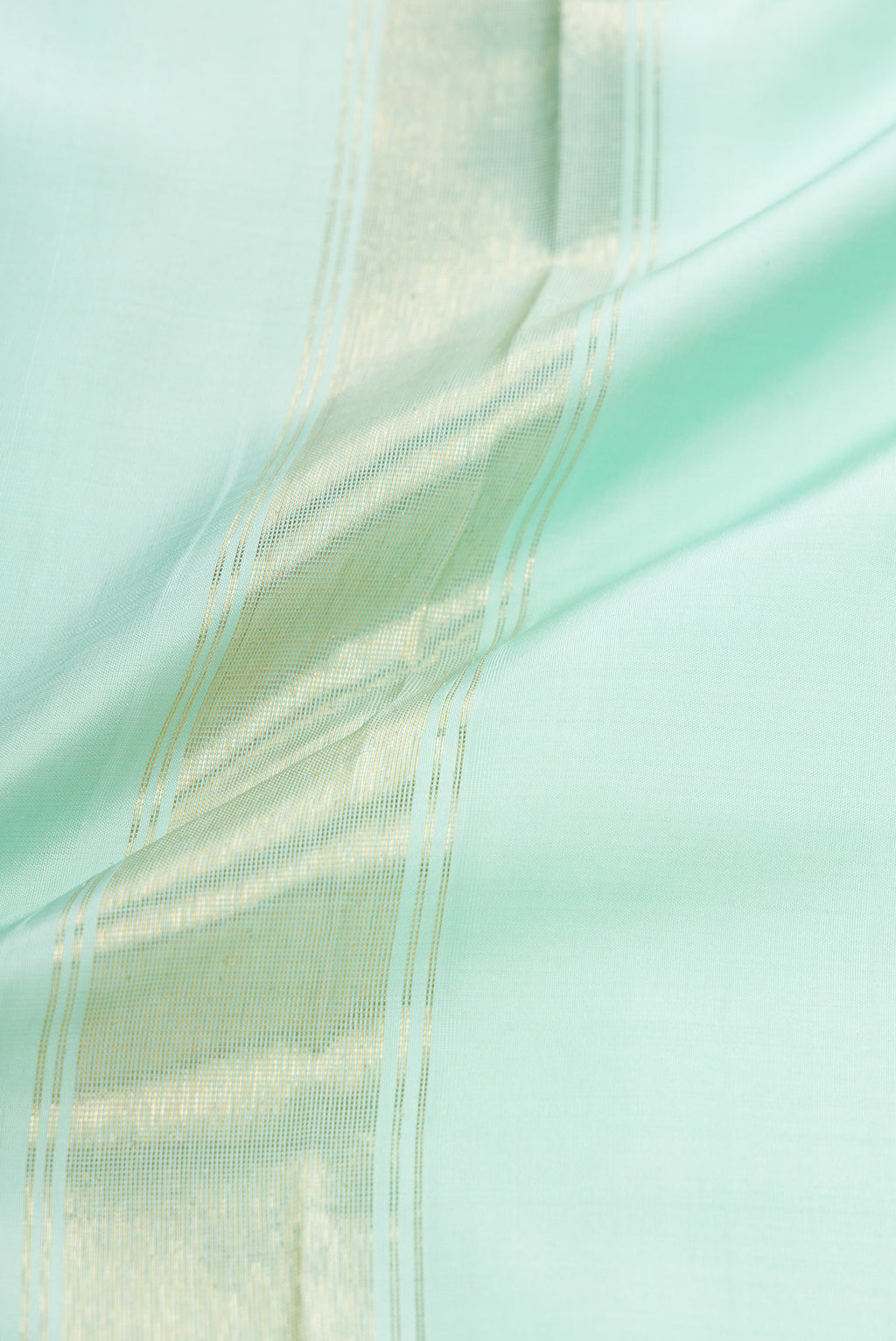 Sea Green Silk Dhoti With Angavastram (9X 5) Muzham with Plain Body and Zari Border