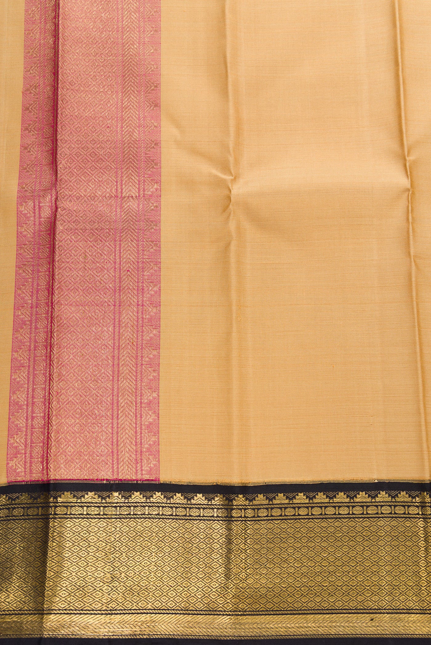 Sandal Silk Dhoti With Angavastram (9X 5) Muzham with Plain Body and Ganga Jamuna Border