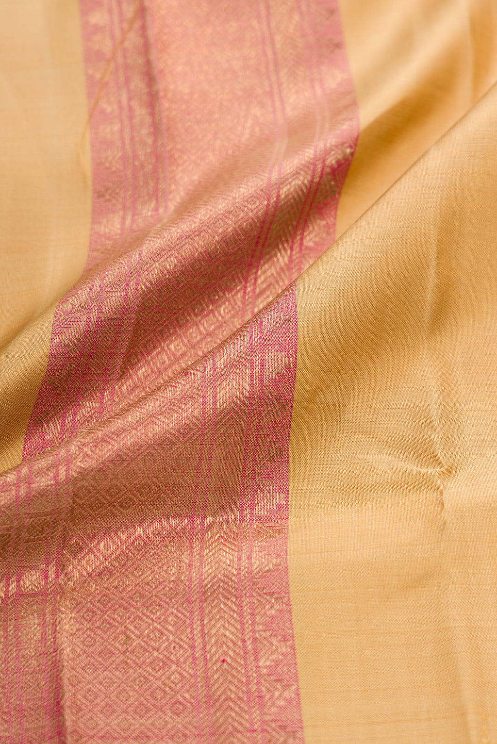 Sandal Silk Dhoti With Angavastram (9X 5) Muzham with Plain Body and Ganga Jamuna Border