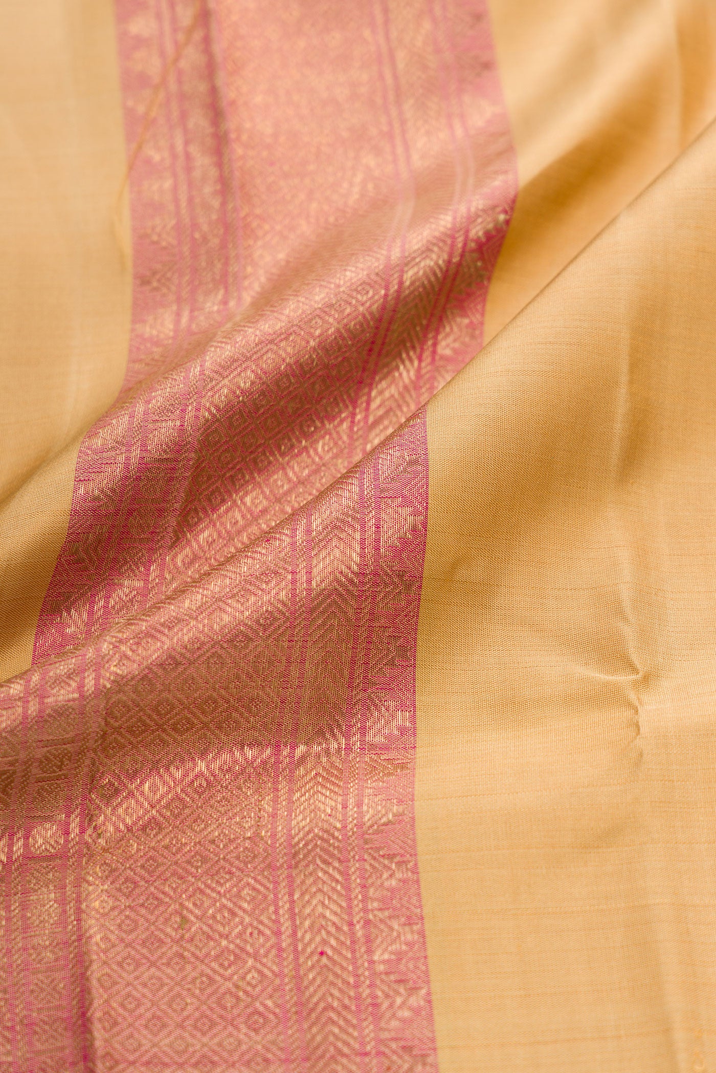 Sandal Silk Dhoti With Angavastram (9X 5) Muzham with Plain Body and Ganga Jamuna Border