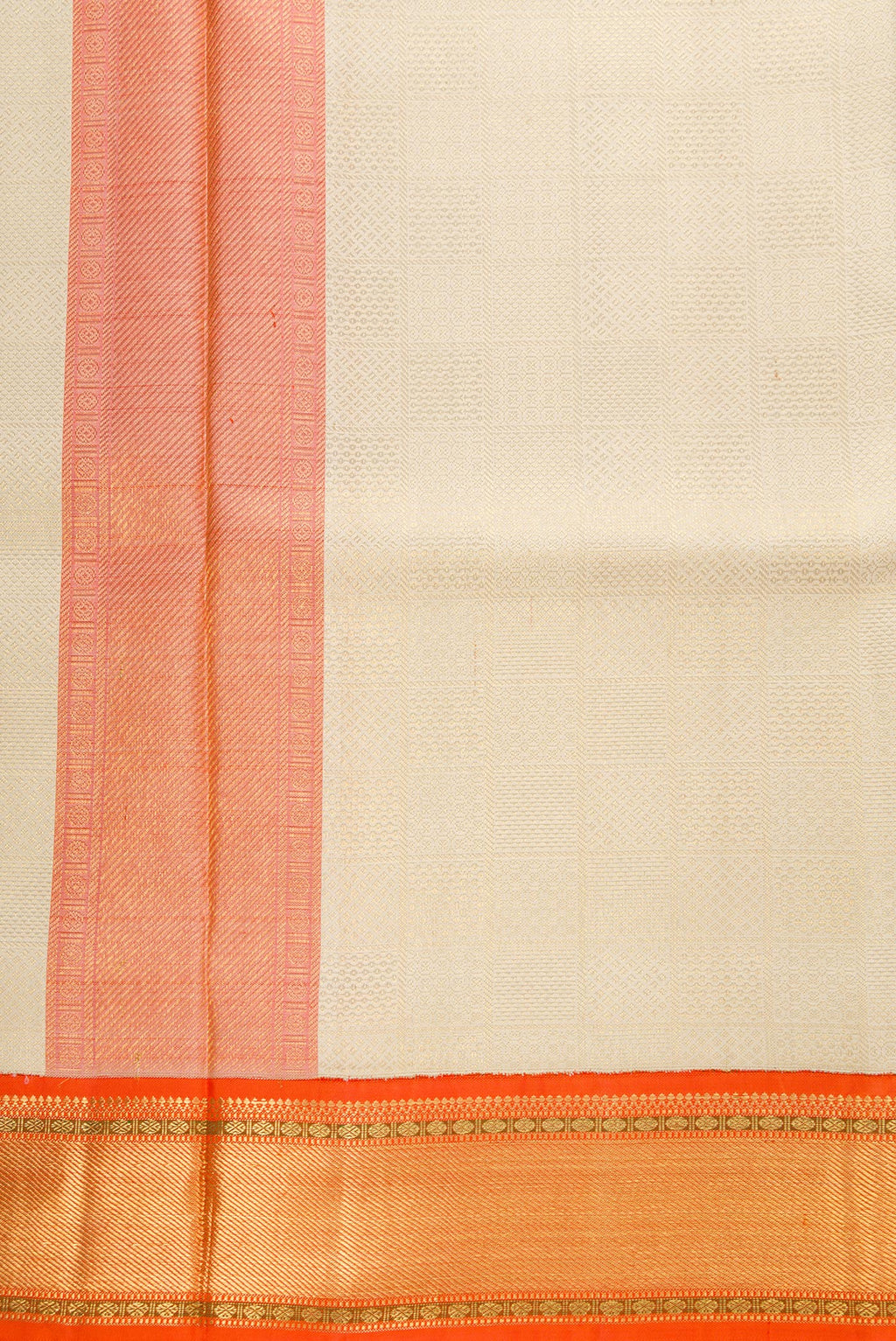 Gold Silk Dhoti With Angavastram (9X 5) Muzham with Zari Brocade on the body and Zari Border