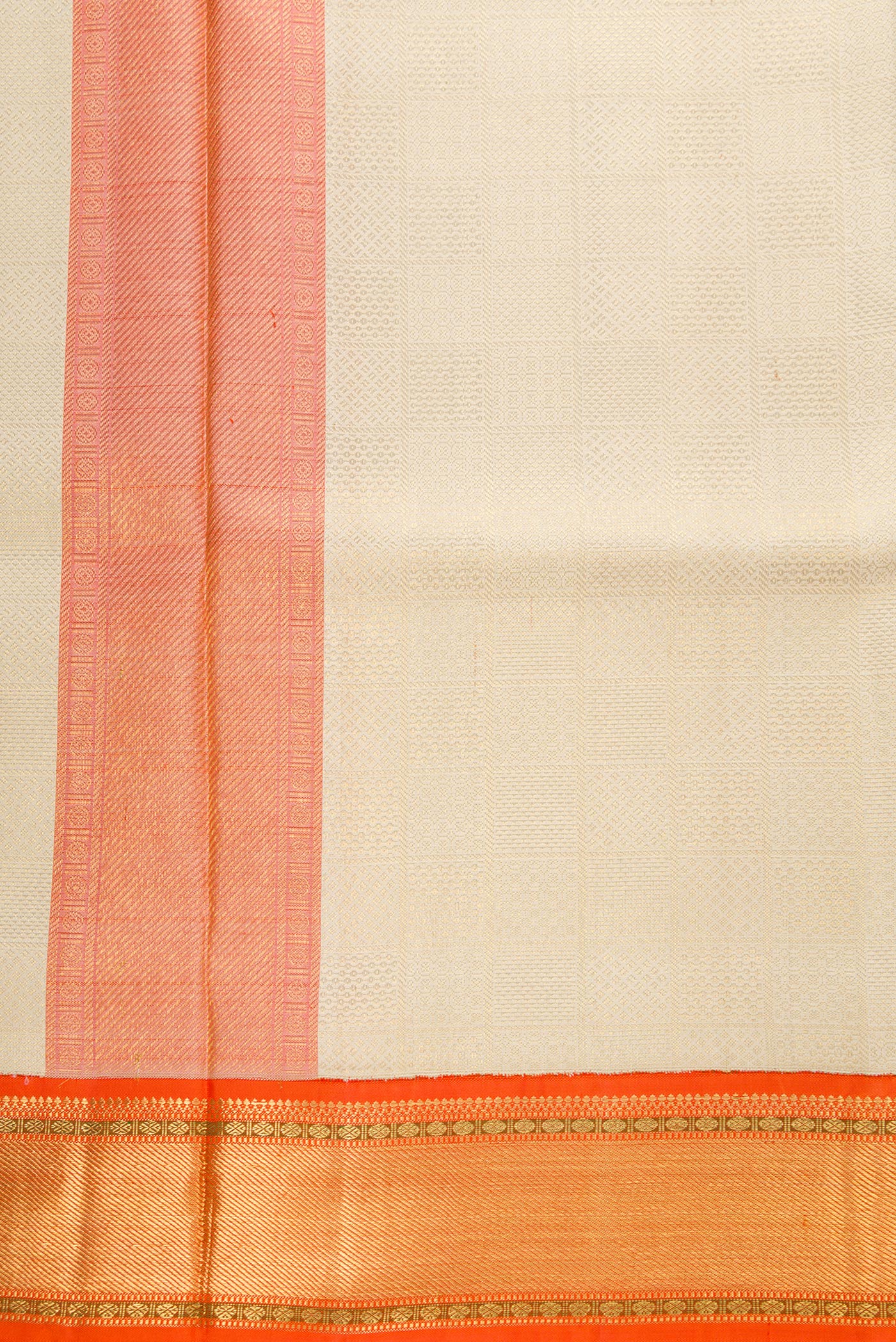 Gold Silk Dhoti With Angavastram (9X 5) Muzham with Zari Brocade on the body and Zari Border