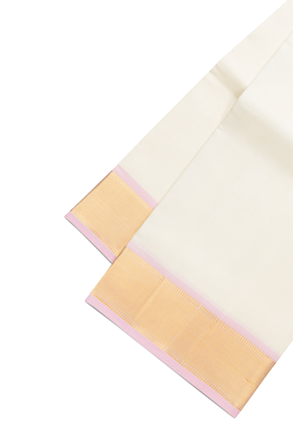 Sandal Silk Dhoti With Angavastram (8X4) Muzham with Checked design on the body and Zari Border