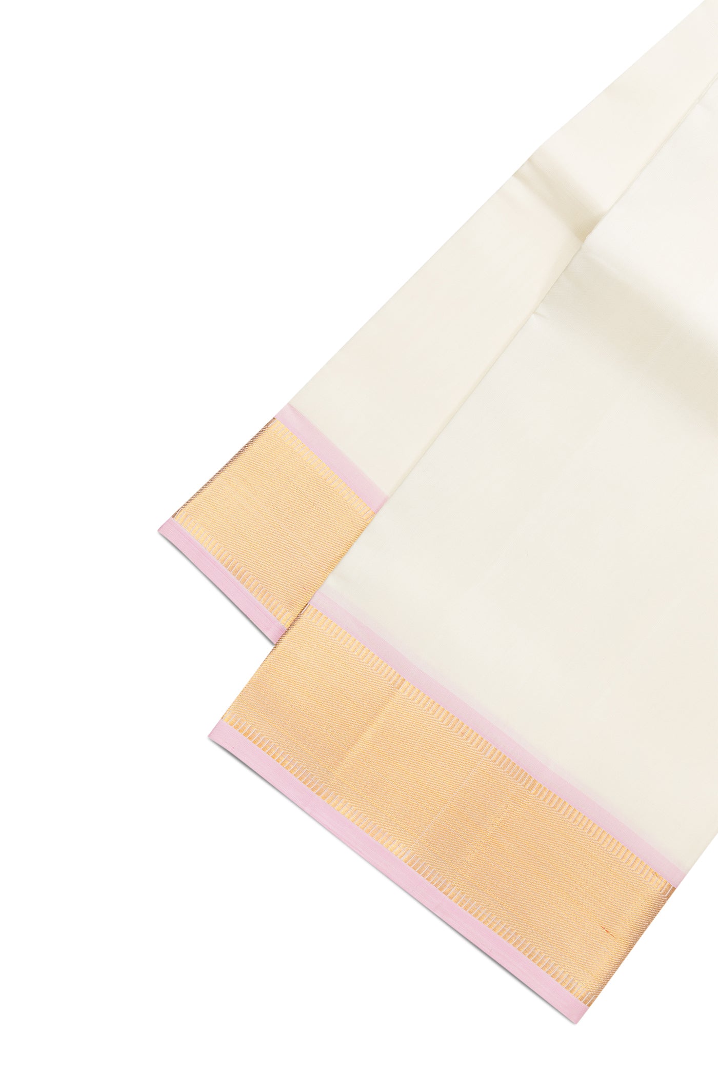 Sandal Silk Dhoti With Angavastram (8X4) Muzham with Checked design on the body and Zari Border