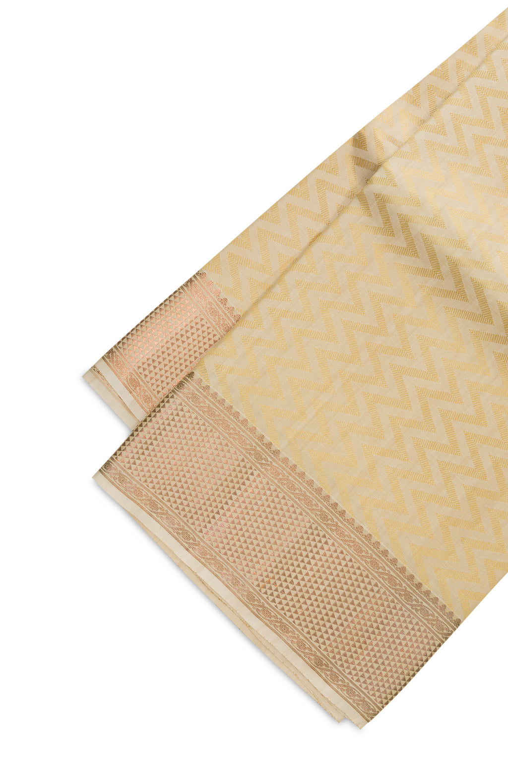 Gold Silk Dhoti With Angavastram (9X 5) Muzham with Zari Brocade on the body and Zari Border