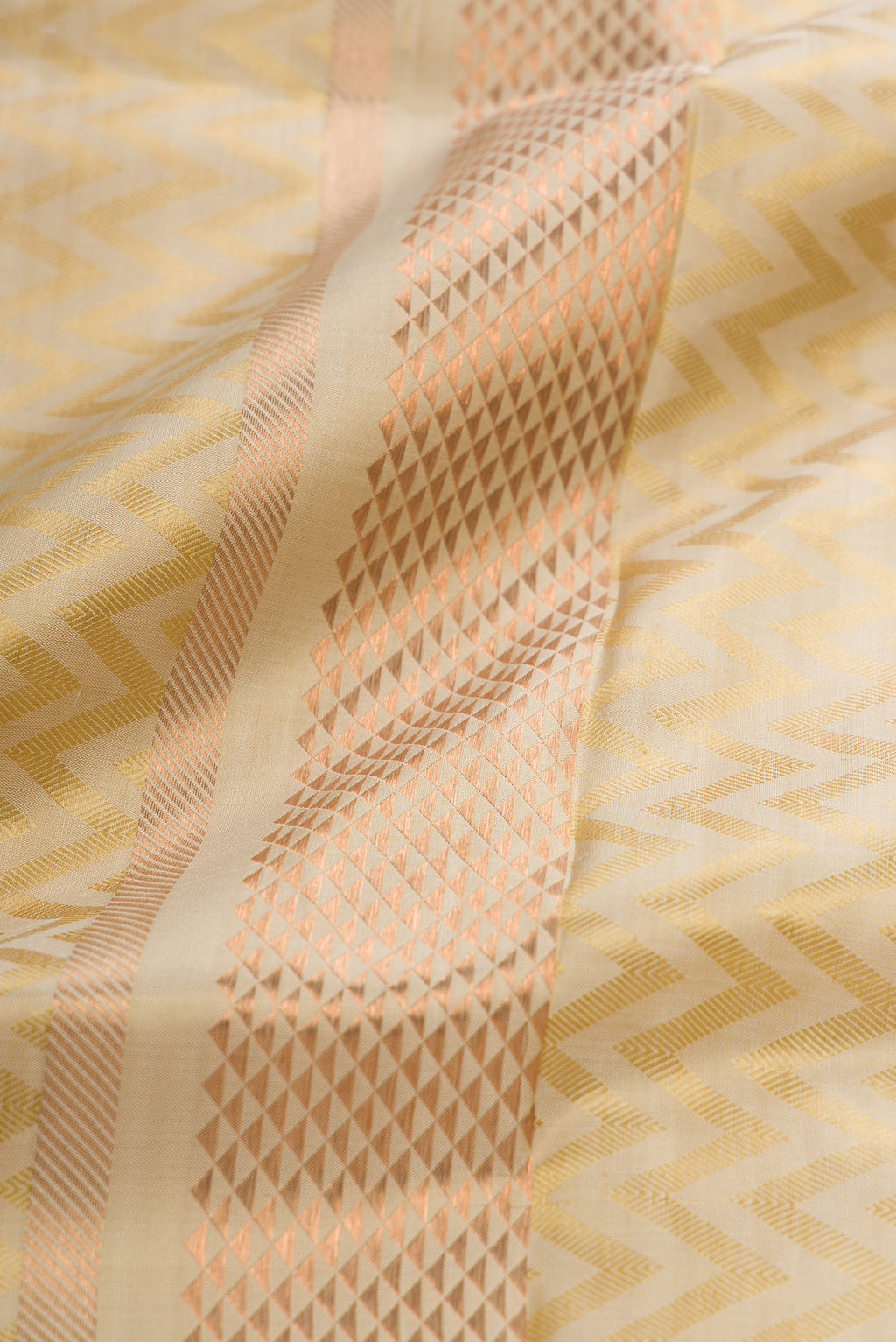 Gold Silk Dhoti With Angavastram (9X 5) Muzham with Zari Brocade on the body and Zari Border