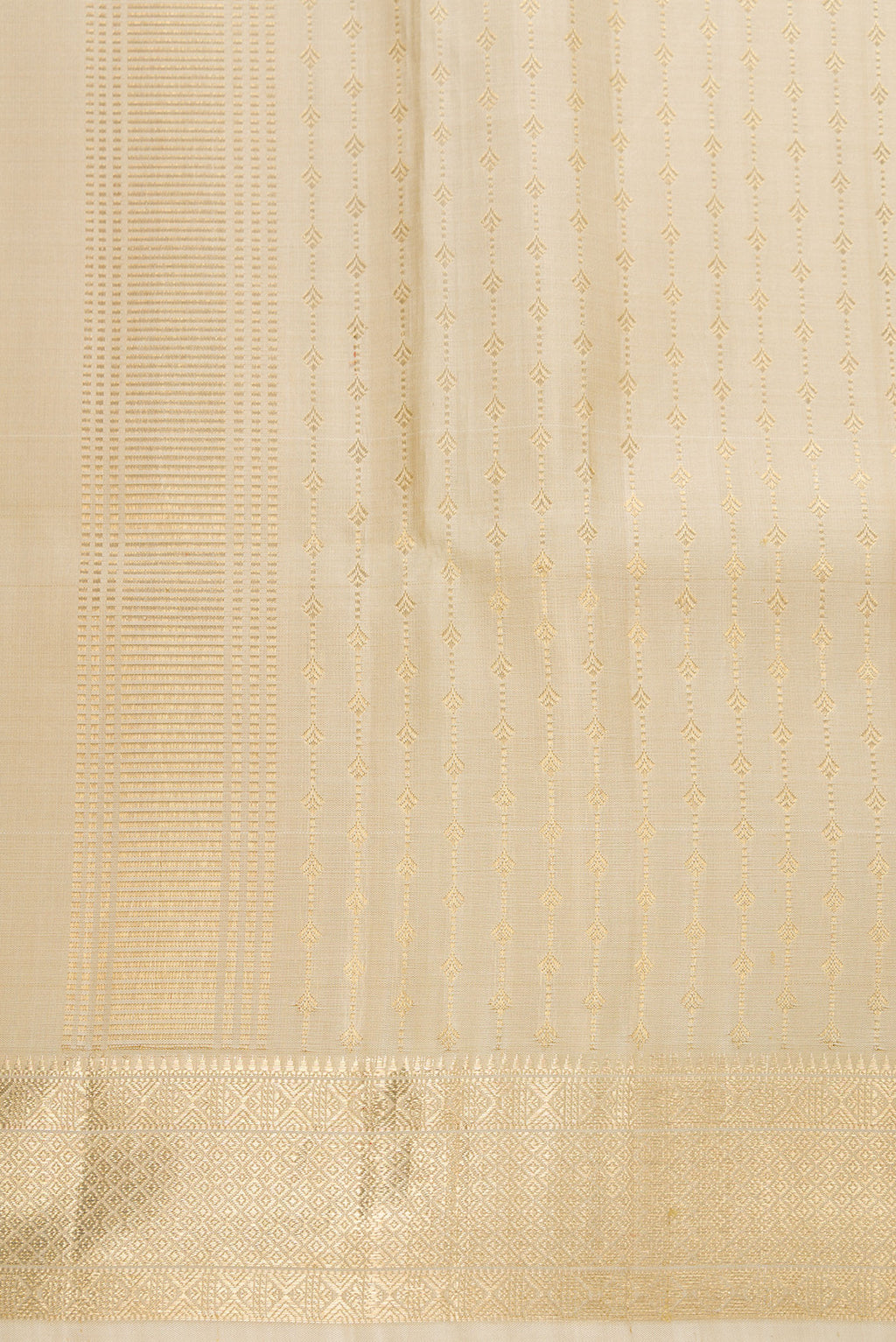 Gold Silk Dhoti With Angavastram (10X 6) Muzham with Zari Brocade on the body and Zari Border