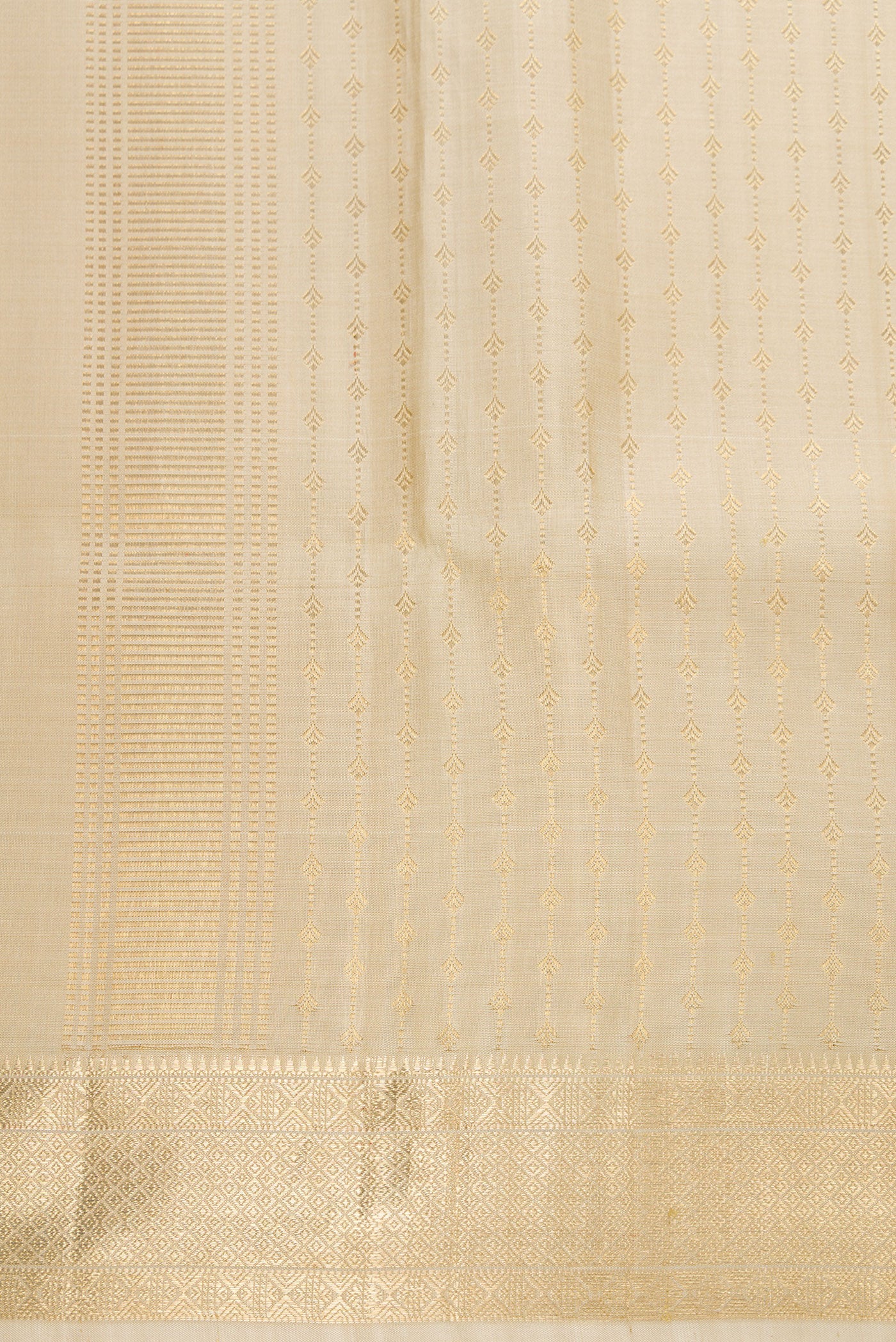 Gold Silk Dhoti With Angavastram (10X 6) Muzham with Zari Brocade on the body and Zari Border
