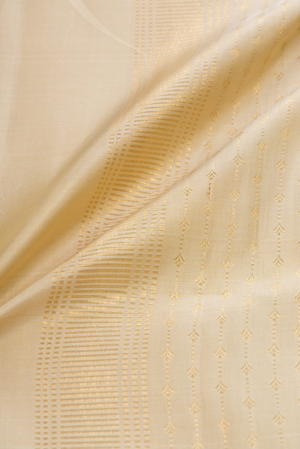 Gold Silk Dhoti With Angavastram (10X 6) Muzham with Zari Brocade on the body and Zari Border