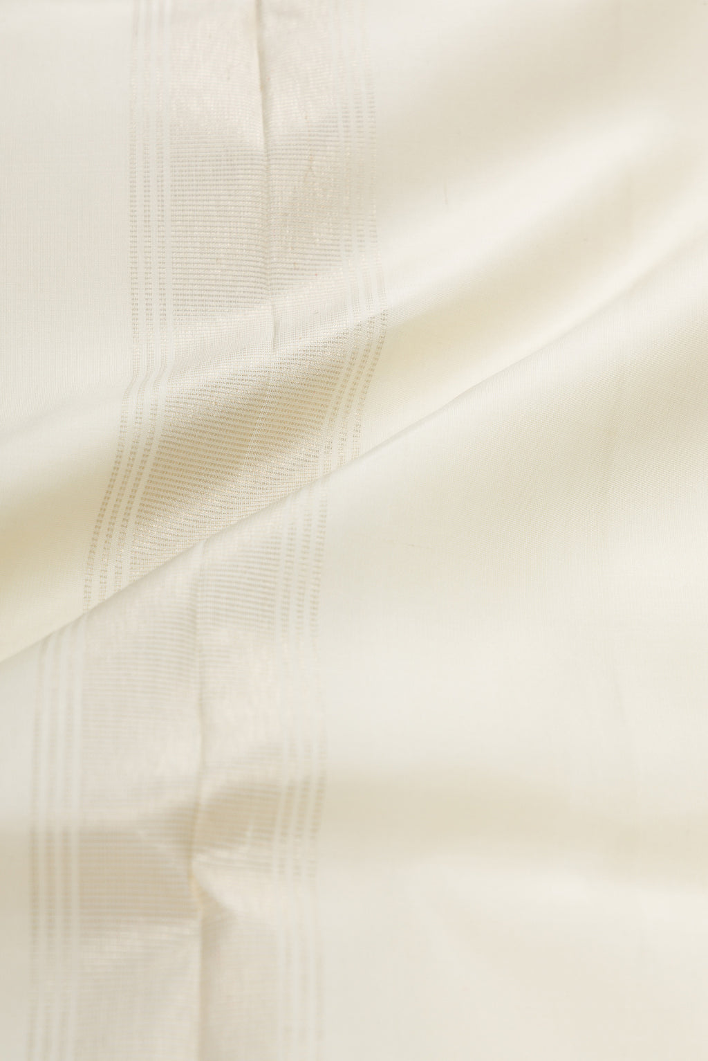 White Silk Dhoti With Angavastram (9X 5) Muzham with Plain Body and Zari Border
