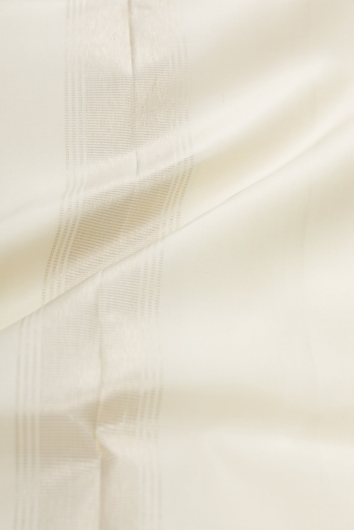 White Silk Dhoti With Angavastram (9X 5) Muzham with Plain Body and Zari Border