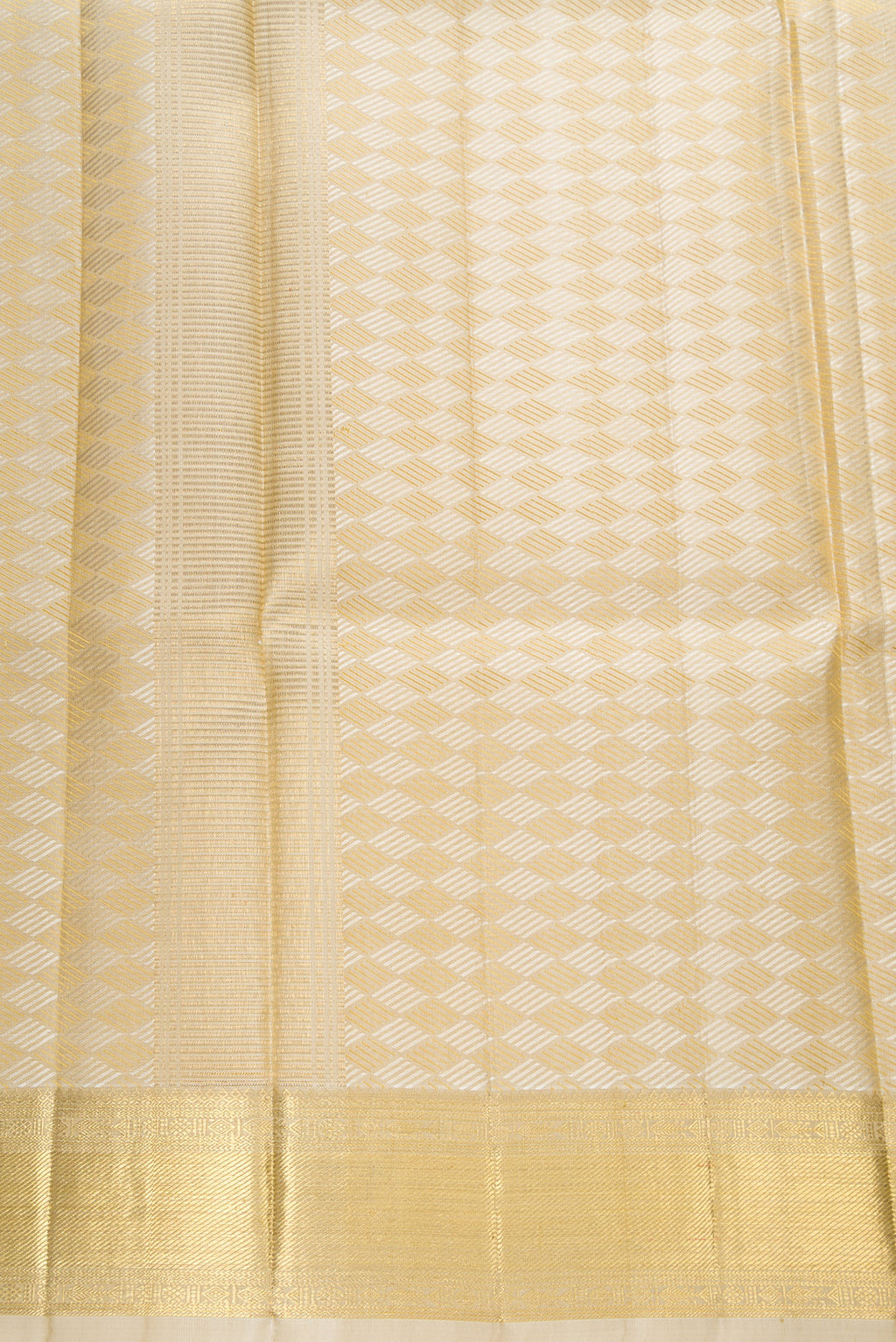 Gold Silk Dhoti With Angavastram (10X 6) Muzham with Zari Brocade on the body and Zari Border