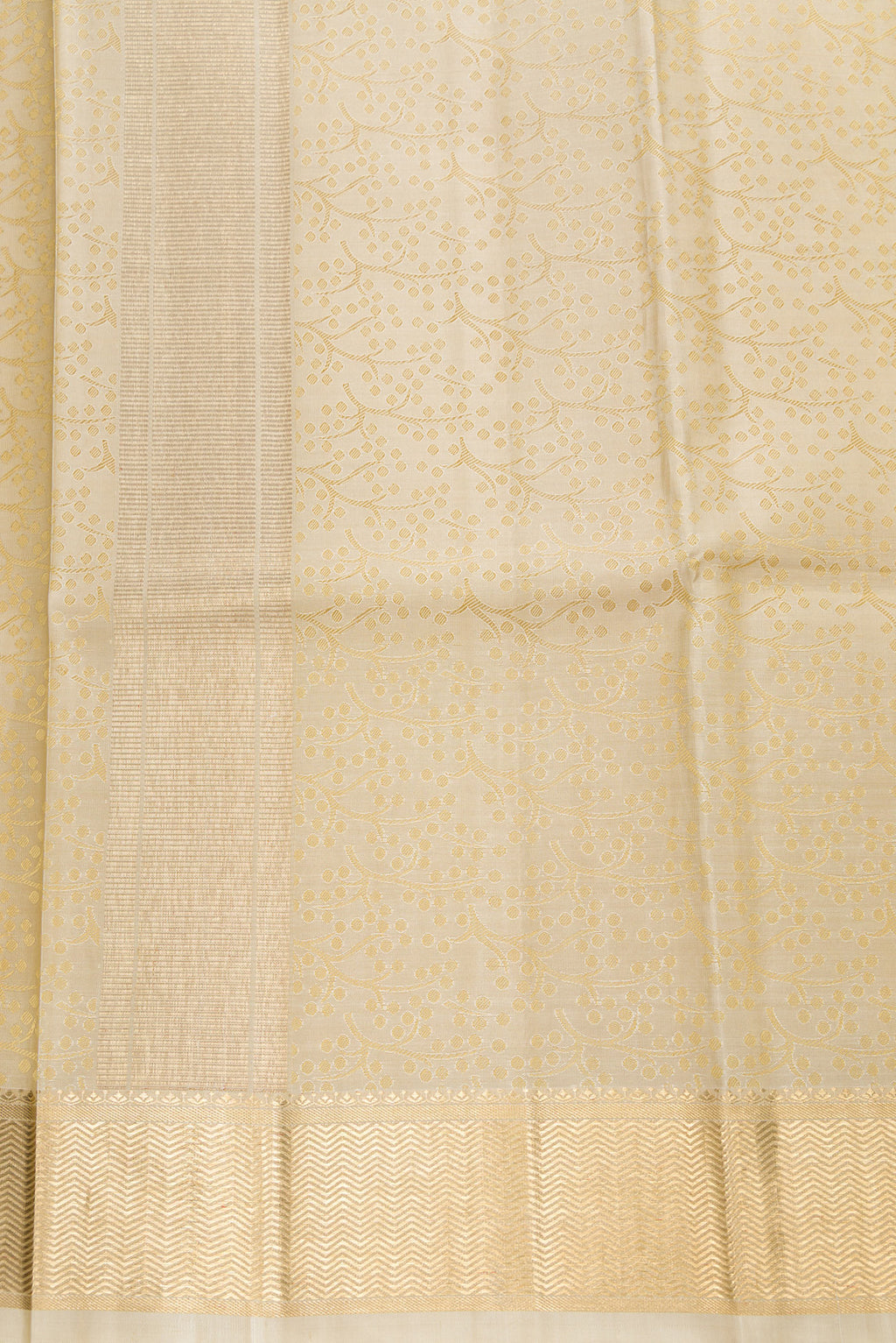 Gold Silk Dhoti With Angavastram (9X 5) Muzham with Zari Brocade on the body and Zari Border