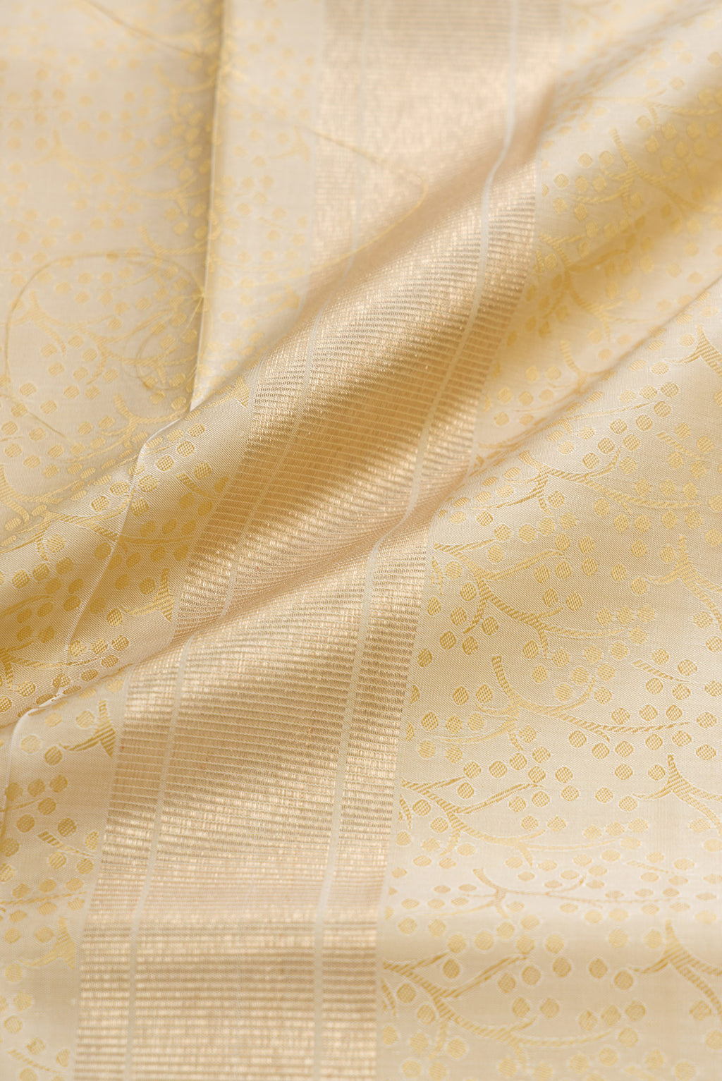 Gold Silk Dhoti With Angavastram (9X 5) Muzham with Zari Brocade on the body and Zari Border