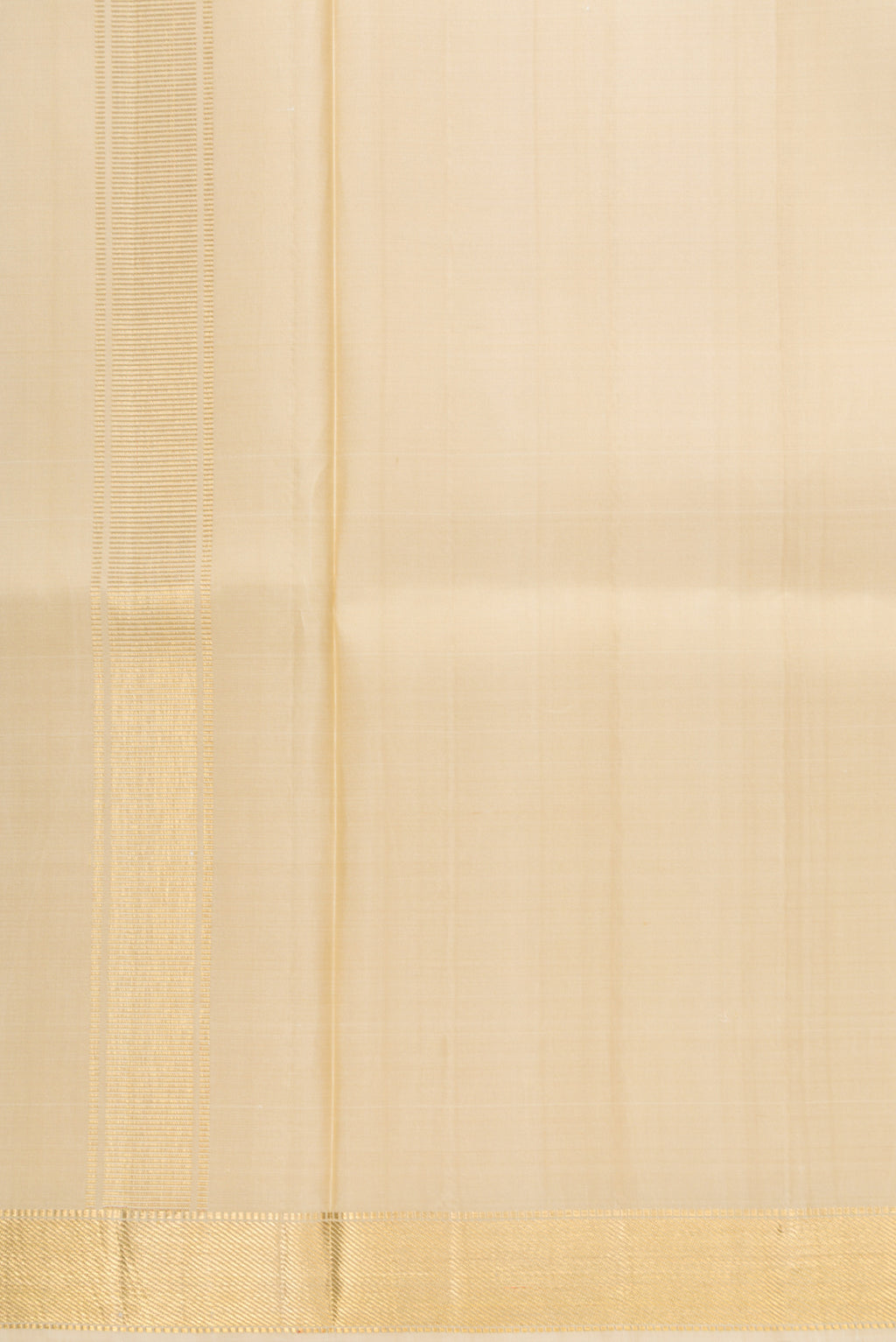 Beige Silk Dhoti With Angavastram (9X 5) Muzham with Plain Body and Zari Border