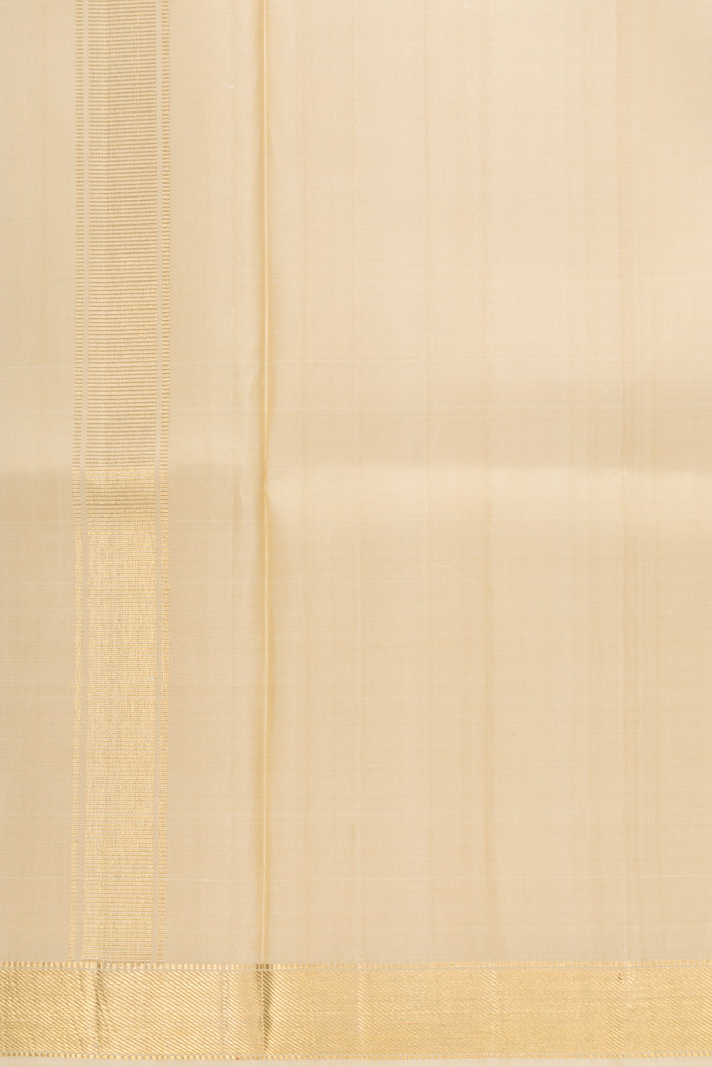 Beige Silk Dhoti With Angavastram (9X 5) Muzham with Plain Body and Zari Border