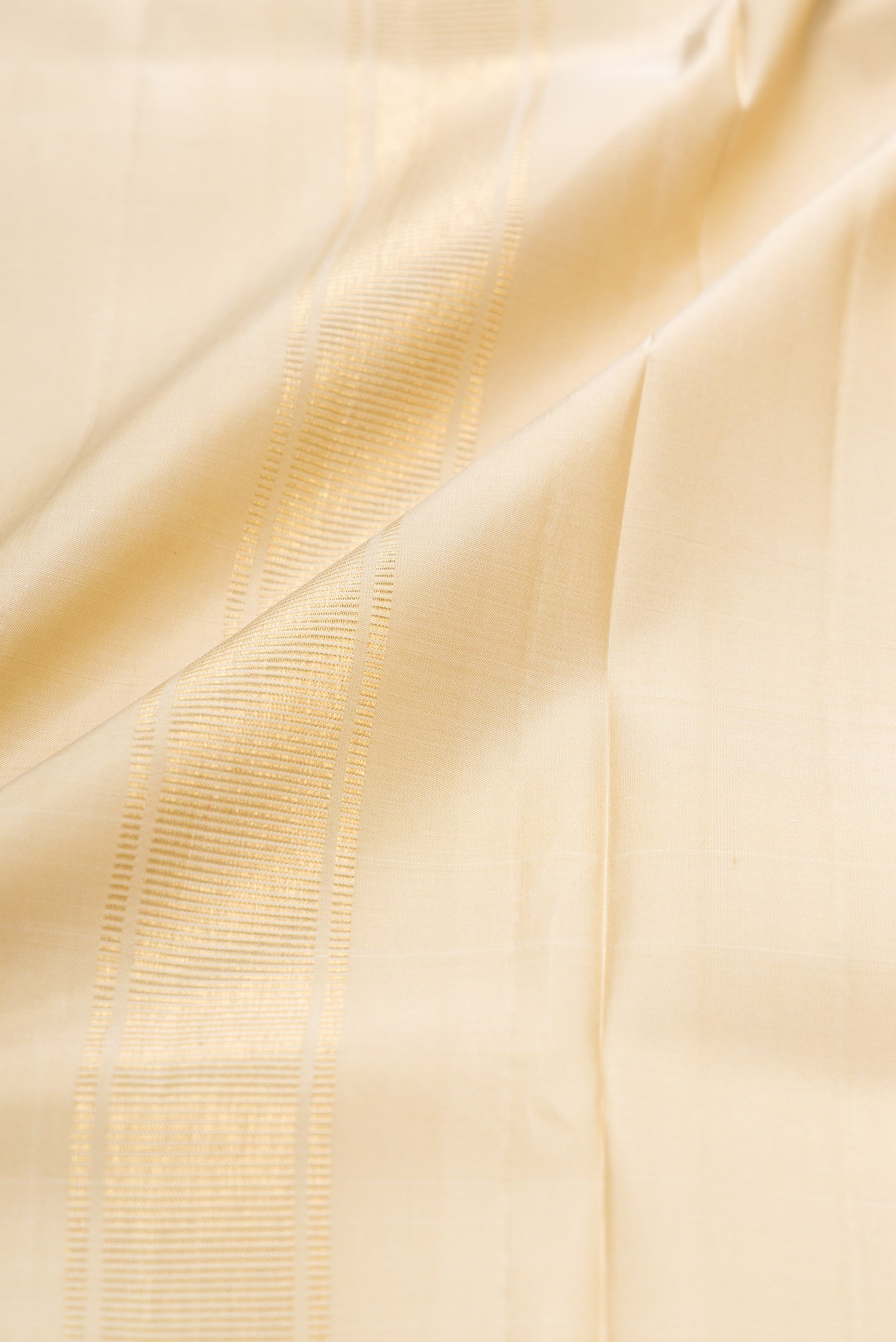 Beige Silk Dhoti With Angavastram (9X 5) Muzham with Plain Body and Zari Border