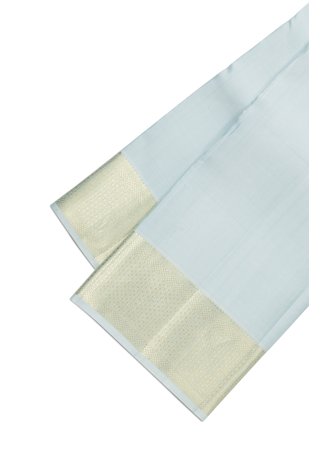Grey Silk Dhoti With Angavastram (8X4) Muzham with Plain Body and Zari Border
