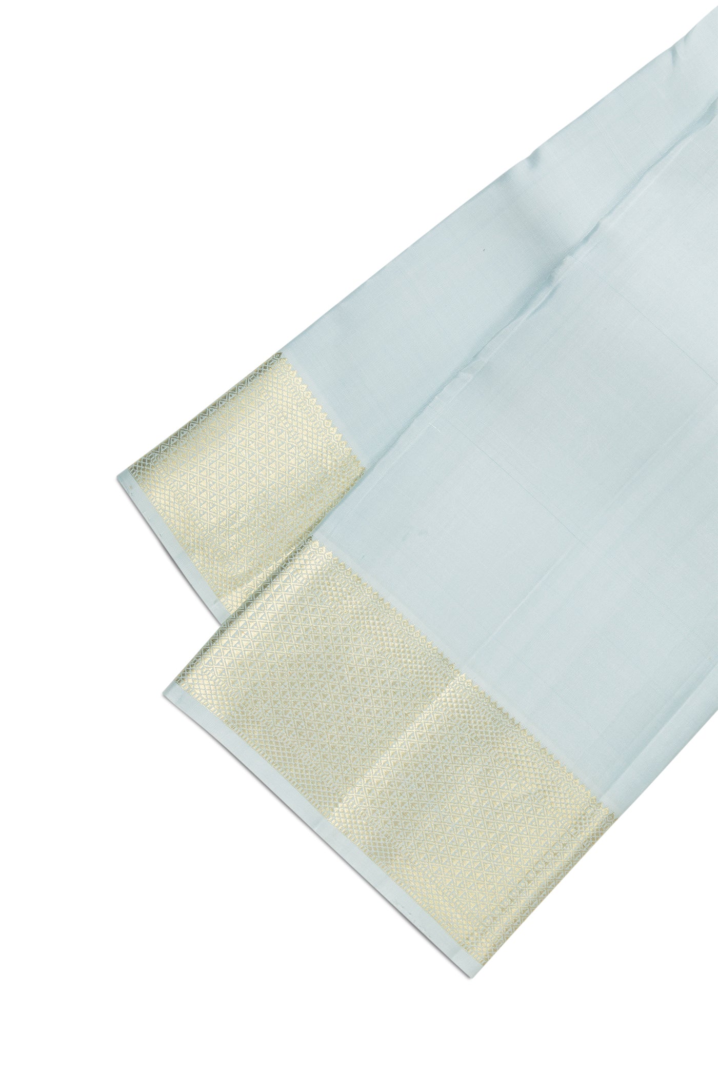 Grey Silk Dhoti With Angavastram (8X4) Muzham with Plain Body and Zari Border