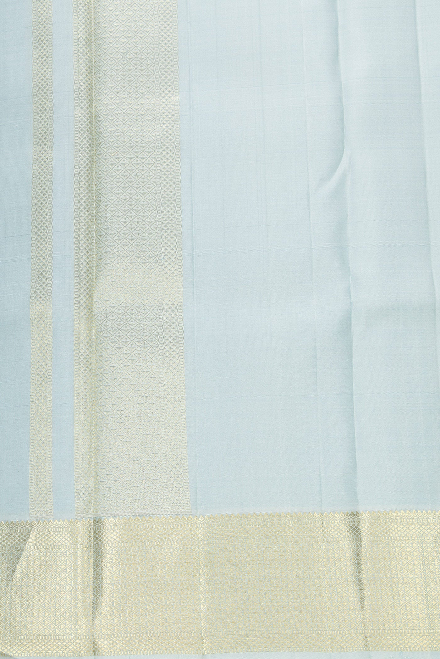 Grey Silk Dhoti With Angavastram (8X4) Muzham with Plain Body and Zari Border