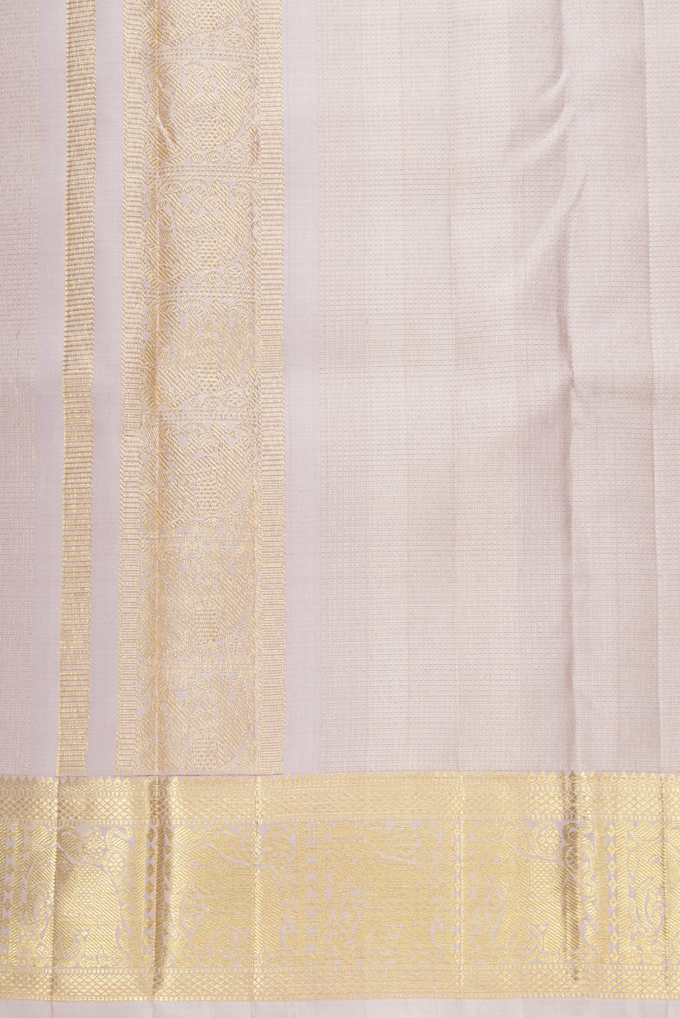 Rose Gold Silk Dhoti With Angavastram (8X4) Muzham with Zari Brocade on the body and Zari Border