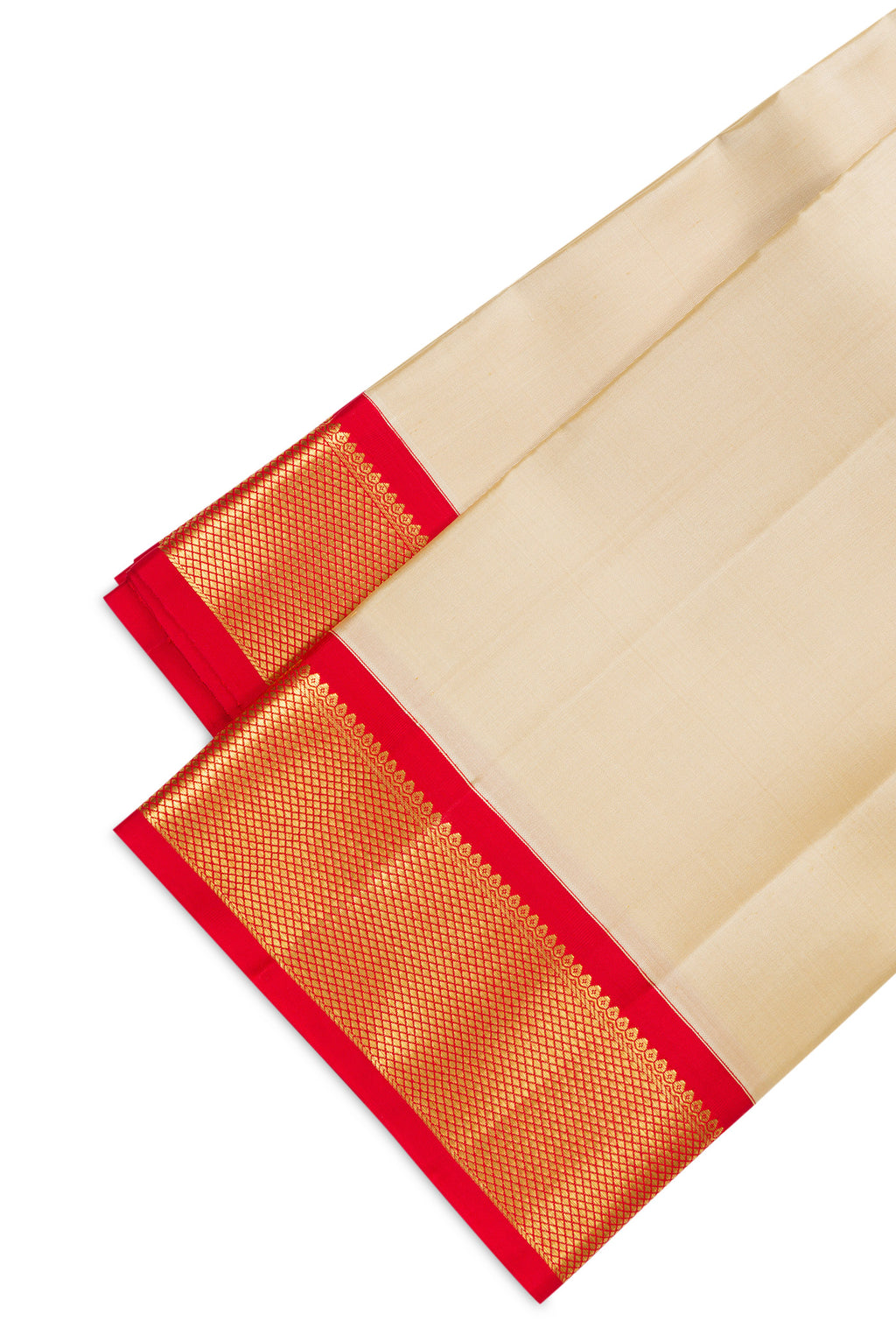 Sandal Silk Dhoti With Angavastram (8X4) Muzham with Plain Body and Zari Border