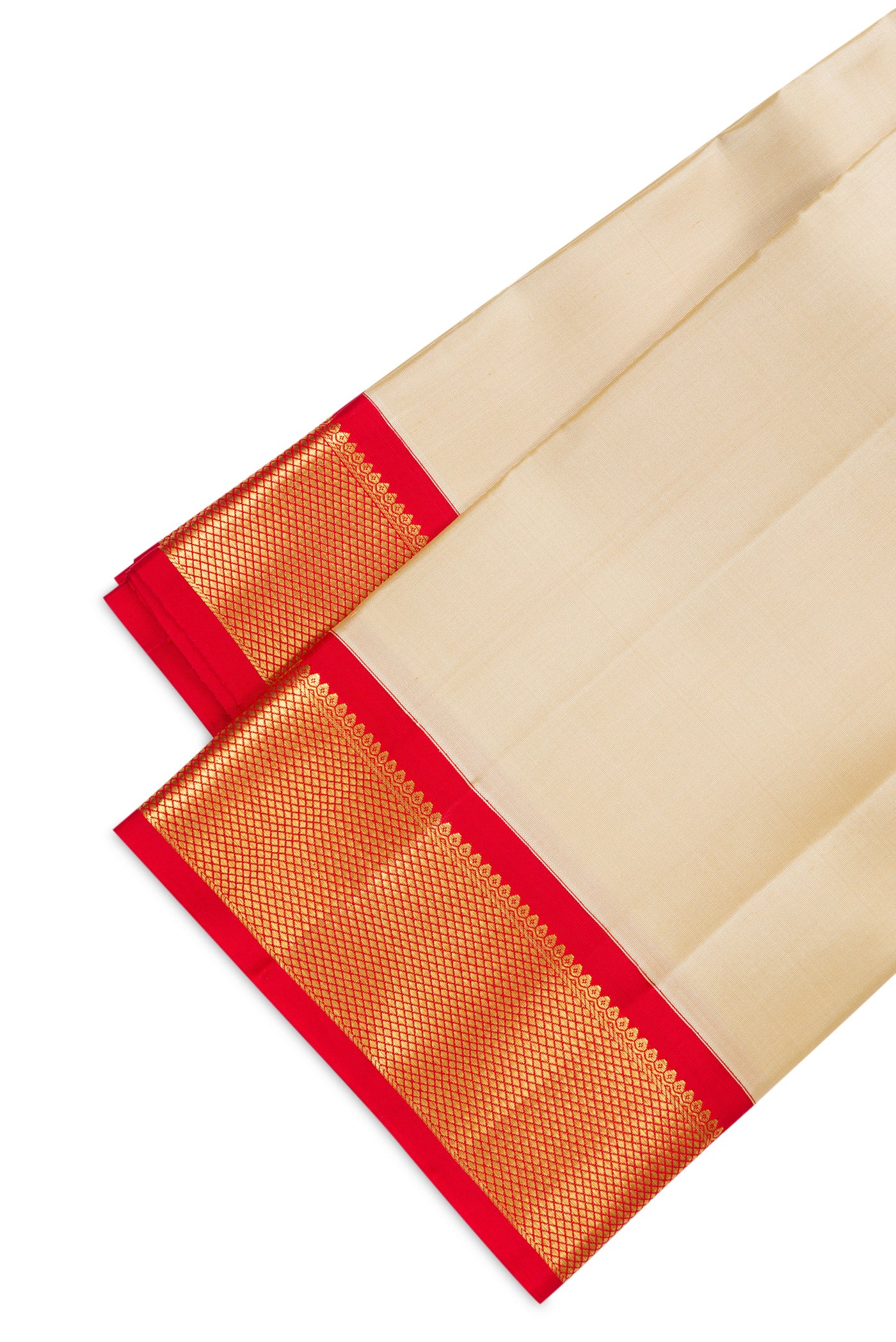 Sandal Silk Dhoti With Angavastram (8X4) Muzham with Plain Body and Zari Border