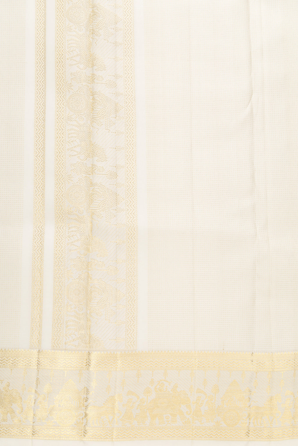 Sandal Silk Dhoti With Angavastram (8X4) Muzham with Zari Brocade on the body and Zari Border
