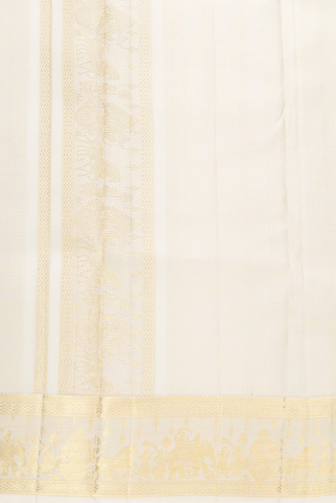 Sandal Silk Dhoti With Angavastram (8X4) Muzham with Zari Brocade on the body and Zari Border